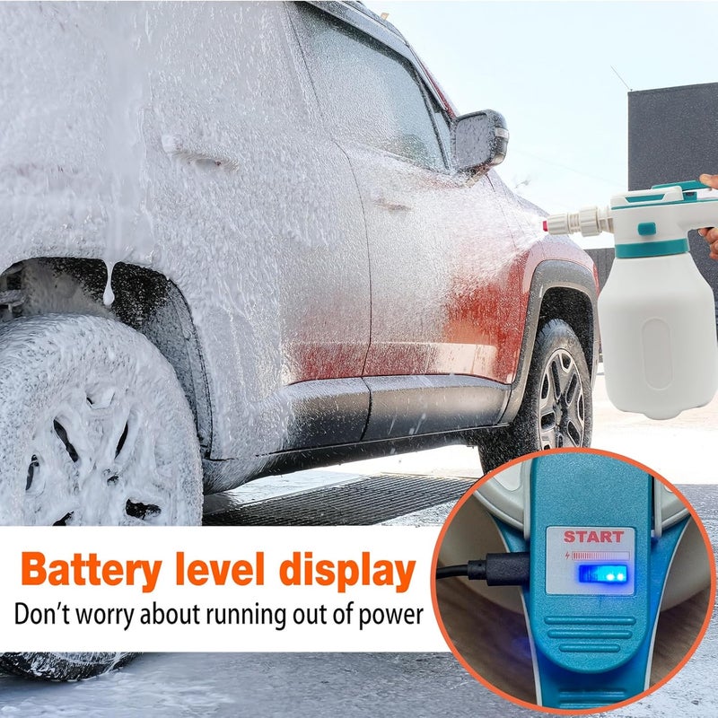 YDFL Electric Foam Sprayer 2L,75PSI Electric Pressurized Foam Sprayer for Car Washing,Rechargeable Pump Sprayer with 2 Modes,Suitable for Car Cleaning Detailing Home Garden - Image 4
